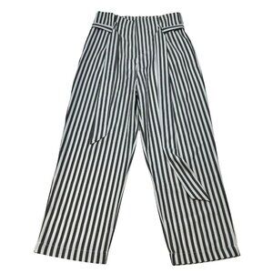 Venti6 Womens Paper Bag Striped Ankle Pants Belted Gray/White Size Medium